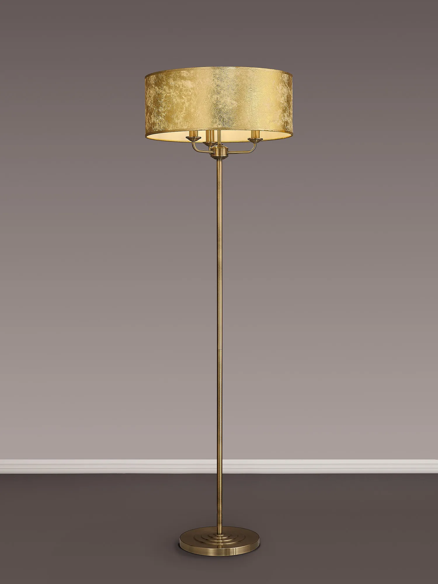 Banyan 45cm 3 Light Floor Lamp Antique Brass; Gold Leaf DK0919  Deco Banyan AB GL